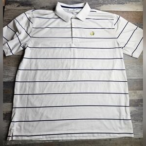 Masters Golf Polo Shirt Men's XL White With Stripes